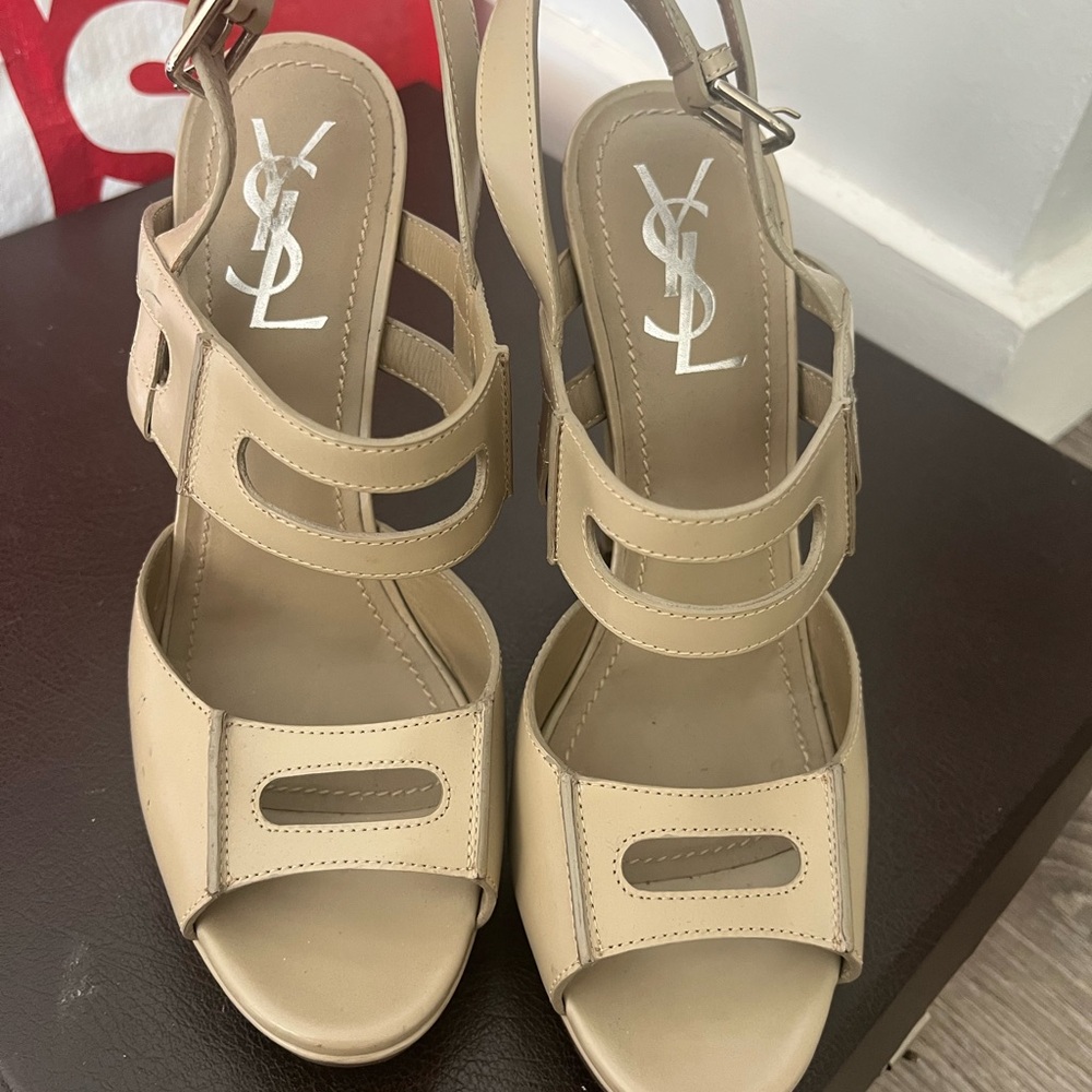 Yves Saint Laurent Beige Strappy Sandals